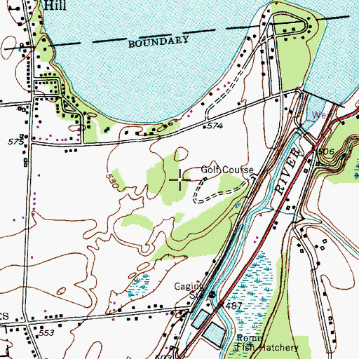 Topographic Map of Teugega Country Club, NY