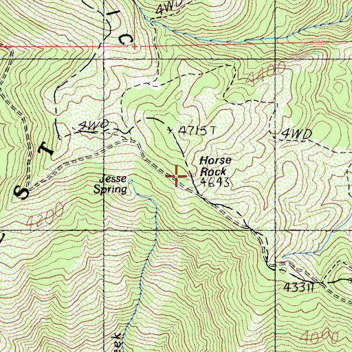 Topographic Map of Horse Rock, CA