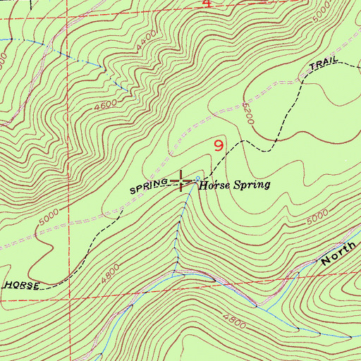 Topographic Map of Horse Spring, CA