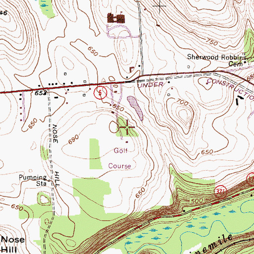 Topographic Map of West Hill Golf Course, NY