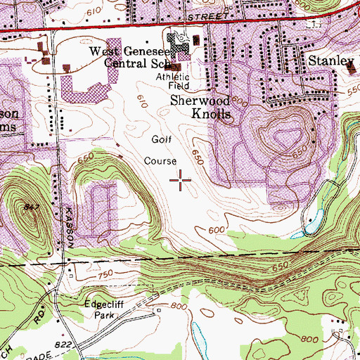 Topographic Map of Westvale Golf Club, NY