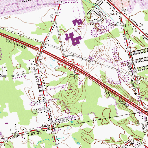 Topographic Map of Whispering Pines Executive Golf Course, NY