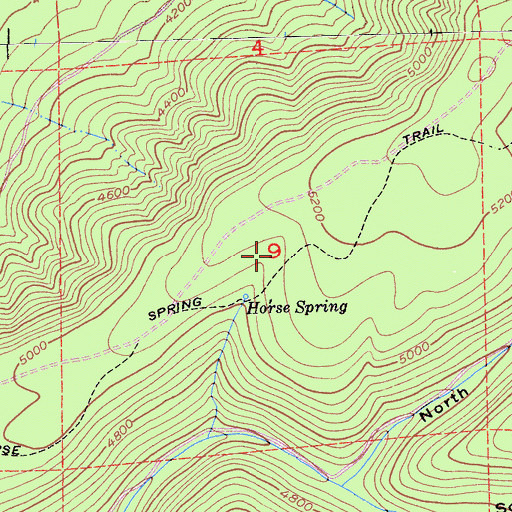 Topographic Map of Horse Spring Trail, CA