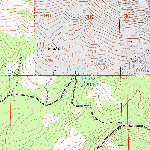 Topographic Map of Horse Springs, CA