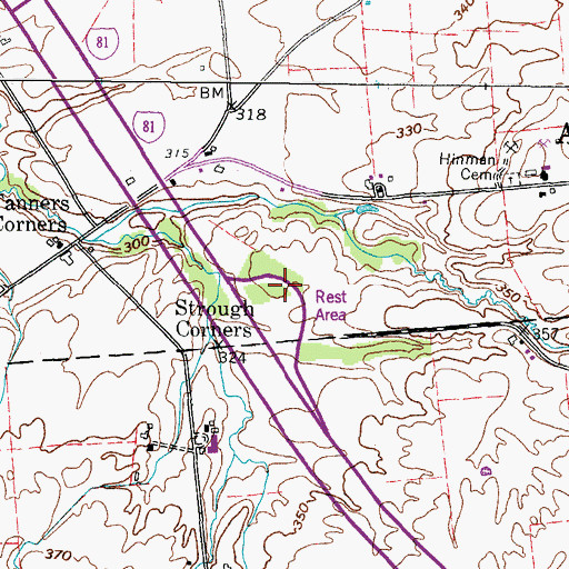 Topographic Map of Collins Landing Northbound Rest Area, NY