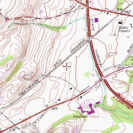 Topographic Map of Duanesburg Rest Area, NY