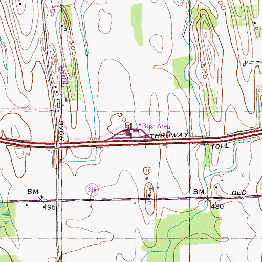 Topographic Map of Junius Ponds Westbound Rest Area, NY