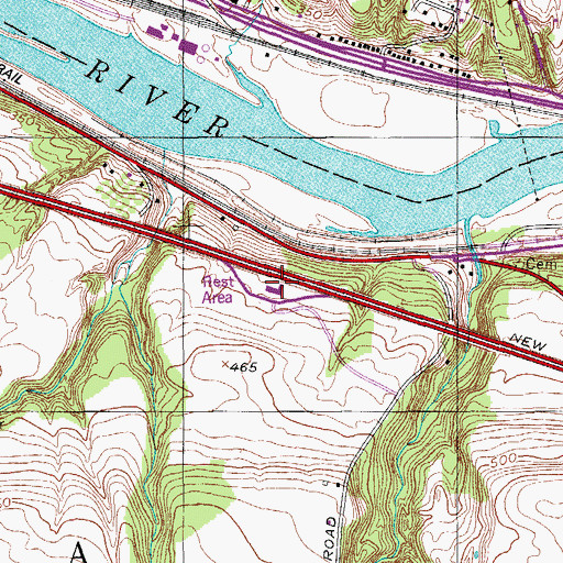 Topographic Map of Mohawk Rest Area, NY