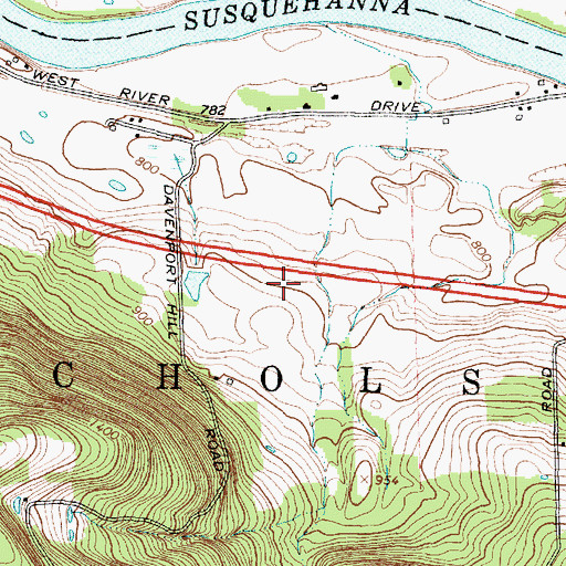 Topographic Map of Nichols Southbound Rest Area, NY