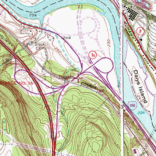 Topographic Map of Rotterdam Rest Area, NY