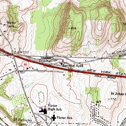 Topographic Map of Seneca Rest Area, NY