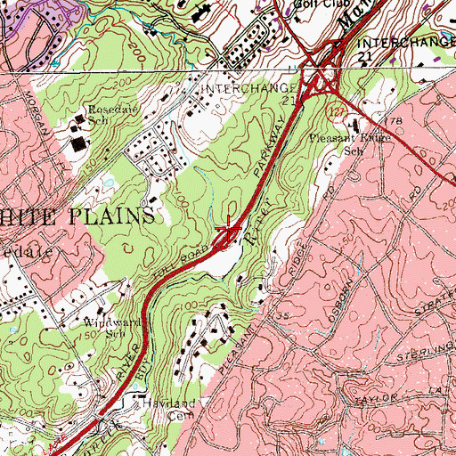 Topographic Map of White Plains Rest Area, NY