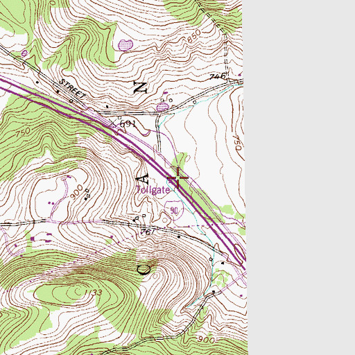 Topographic Map of Canaan Endpoint Toll Plaza, NY