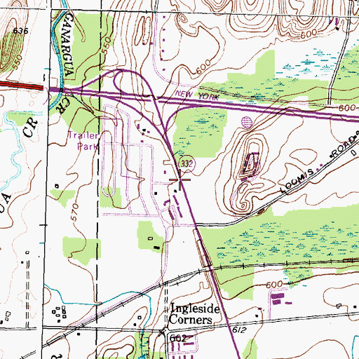Topographic Map of Canandaigua Toll Plaza, NY