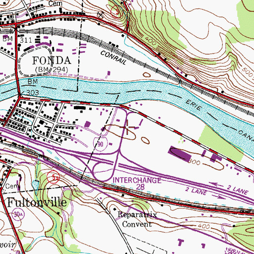 Topographic Map of Fultonville Toll Plaza, NY