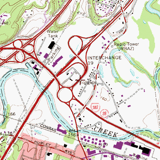 Topographic Map of Kingston Toll Plaza, NY