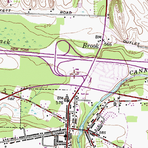 Topographic Map of Manchester Toll Plaza, NY