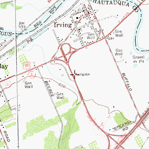 Topographic Map of Silver Creek Toll Plaza, NY