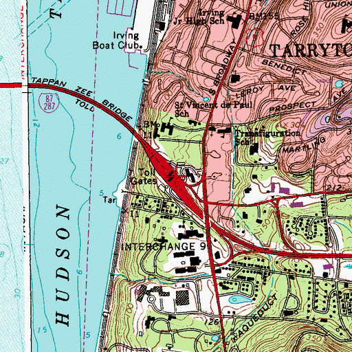 Topographic Map of Tarrytown Toll Bridge, NY