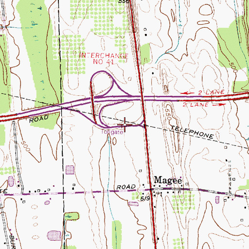Topographic Map of Waterloo Toll Plaza, NY