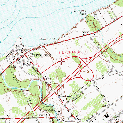 Topographic Map of Westfield Toll Plaza, NY
