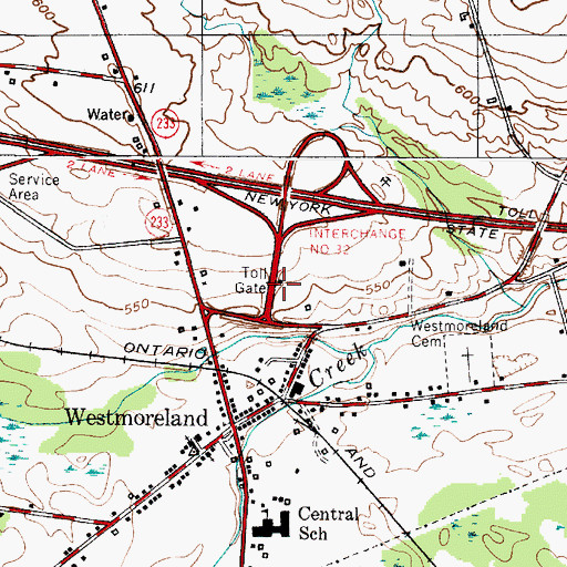 Topographic Map of Westmoreland Toll Plaza, NY