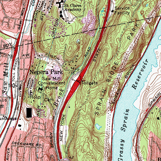 Topographic Map of Yonkers Toll Bridge, NY