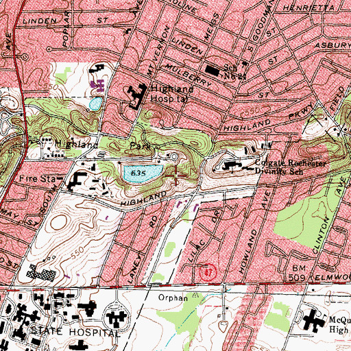 Topographic Map of Monroe County Parks Arboretum, NY