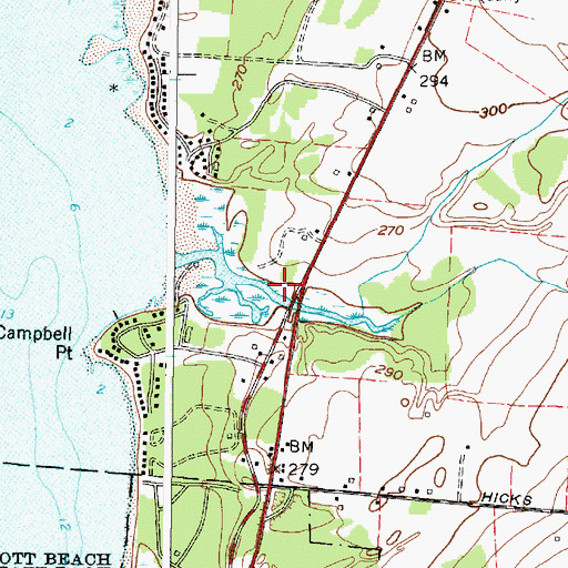Topographic Map of Allens Marina Campground, NY