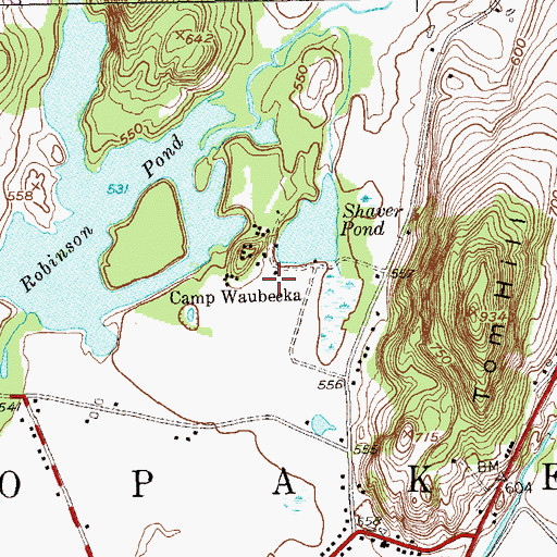 Topographic Map of Camp Waubeeka Family Campground, NY