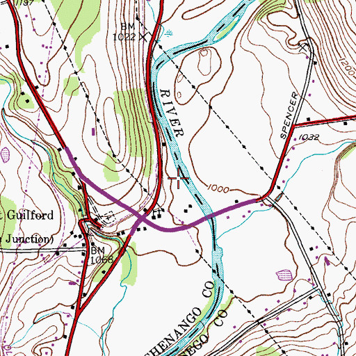 Topographic Map of Tall Pines Riverfront Campground, NY