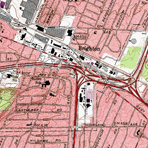 Topographic Map of Brighton Cemetery, NY