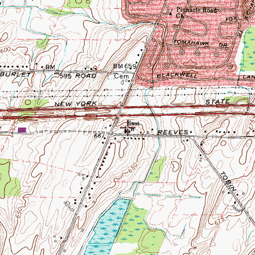 Topographic Map of East Baptist Cemetery, NY