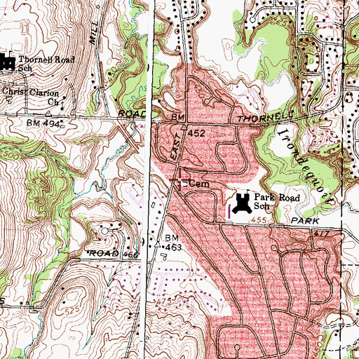 Topographic Map of East Street Cemetery, NY