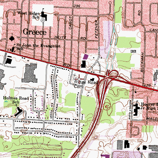 Topographic Map of Falls Cemetery, NY