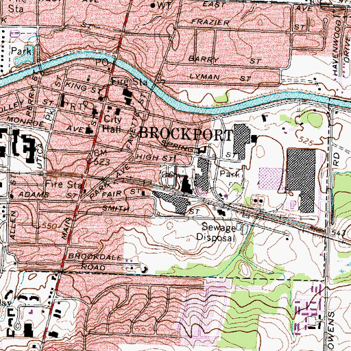 Topographic Map of High Street Cemetery, NY