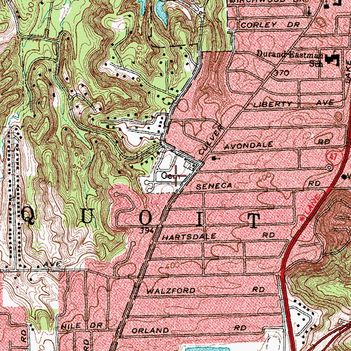 Topographic Map of Irondequoit Cemetery, NY