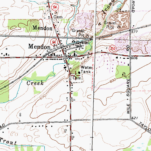 Topographic Map of Mendon Cemetery, NY