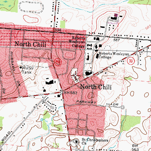 Topographic Map of North Chili Rural Cemetery, NY