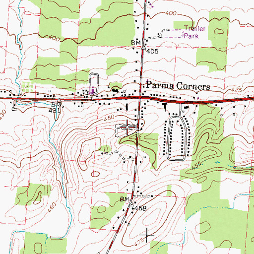 Topographic Map of Parma Corners Cemetery, NY