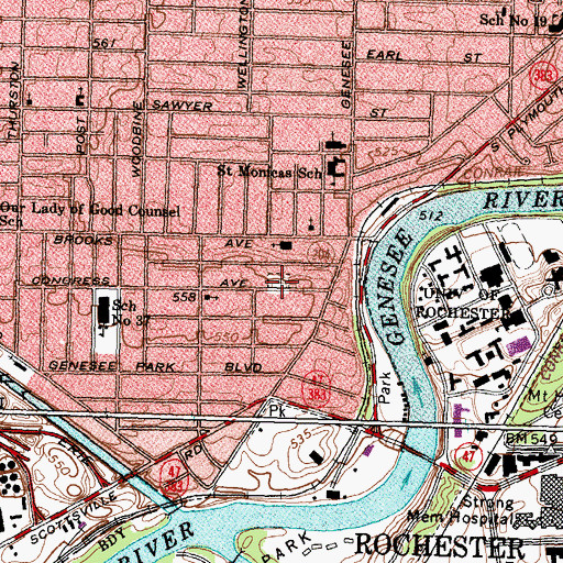 Topographic Map of Rapids Cemetery, NY