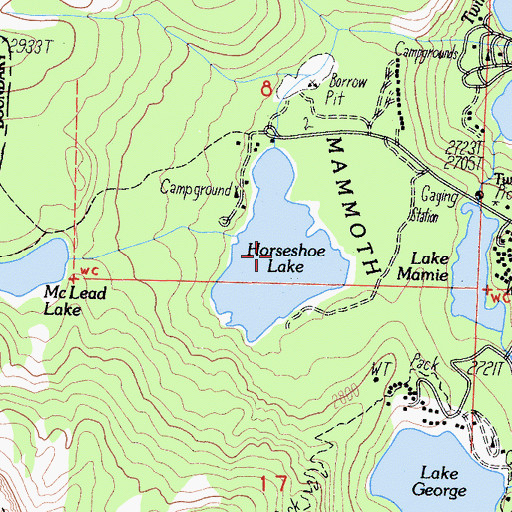 Topographic Map of Horseshoe Lake, CA