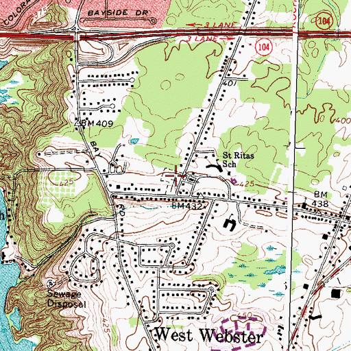 Topographic Map of West Webster Cemetery, NY