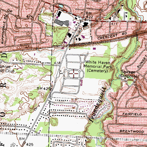 Topographic Map of White Haven Memorial Park, NY