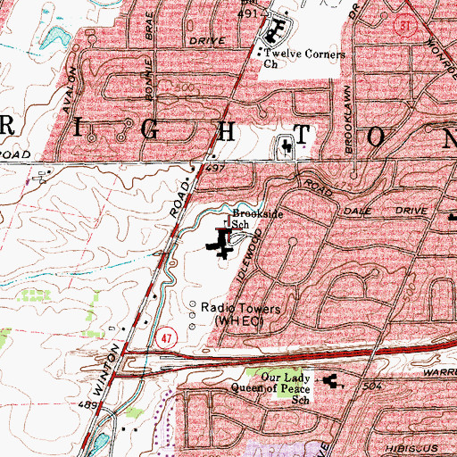 Topographic Map of Brighton Community and Senior Center, NY