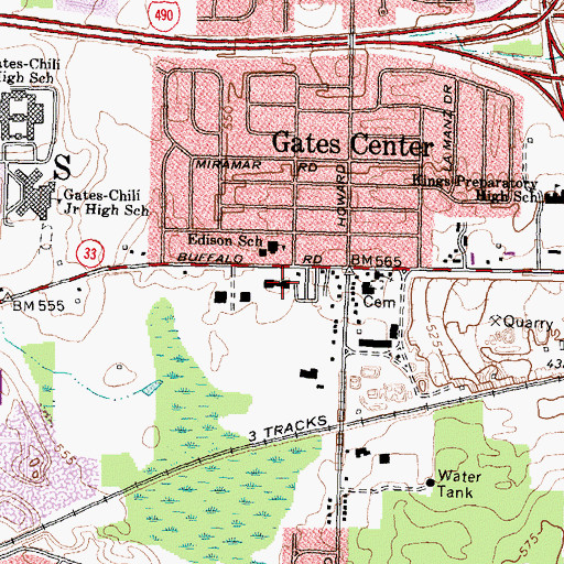 Topographic Map of Gates Senior Center, NY