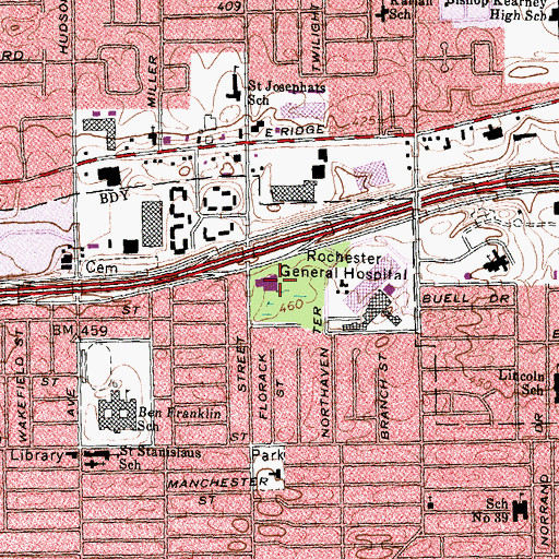 Topographic Map of Just Friends Senior Center, NY