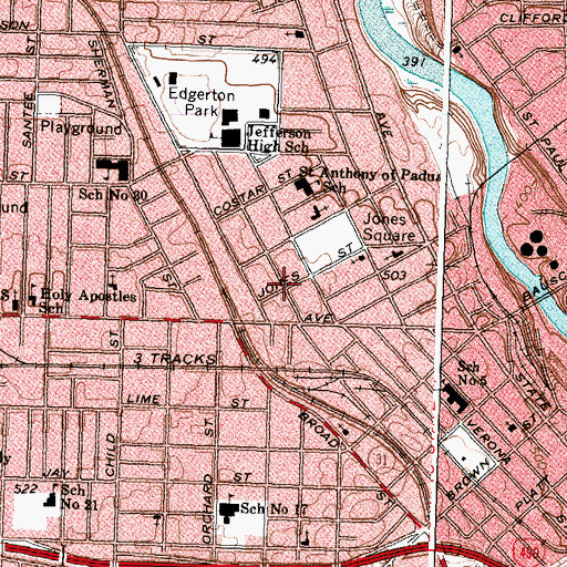 Topographic Map of Northwest Rochester Senior Center, NY
