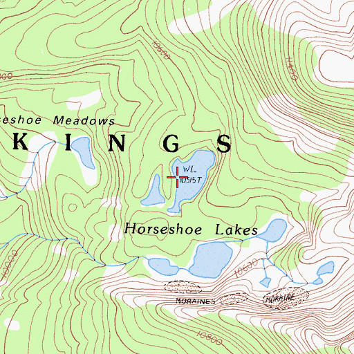 Topographic Map of Horseshoe Lakes, CA