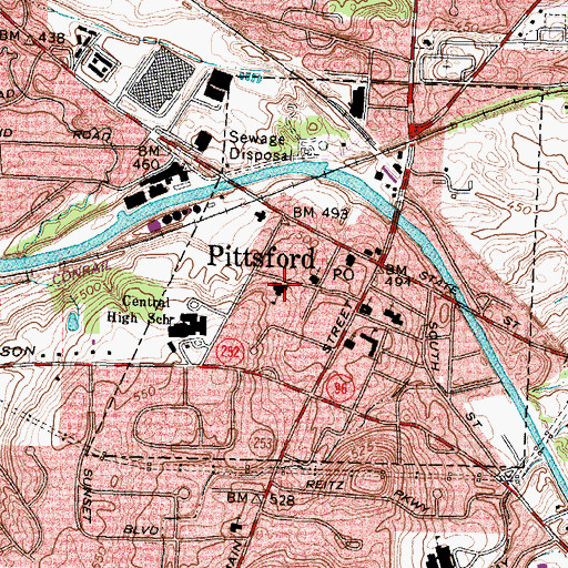 Topographic Map of Pittsford Community and Senior Center, NY